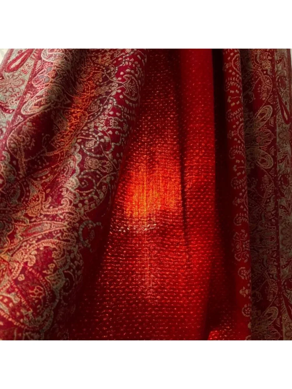 Vintage Wool Pashmina Curtain on Indonesian Hanger 82 Inch